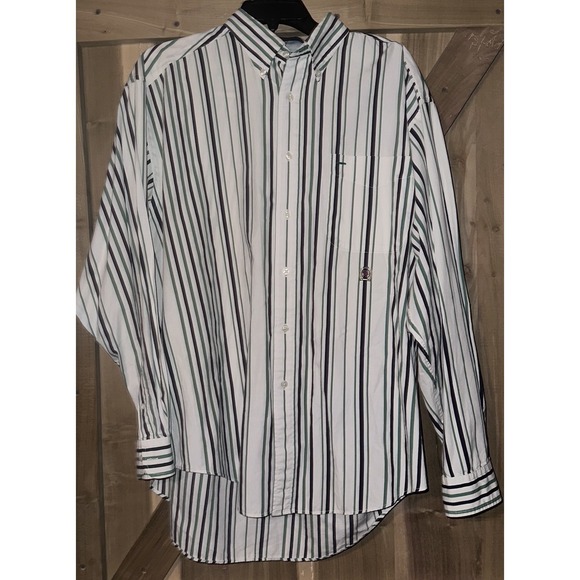 Tommy Hilfiger Other - Vintage 1990s Tommy Hilfiger Embroidered Crest StripeButton-Up Shirt Men's Large